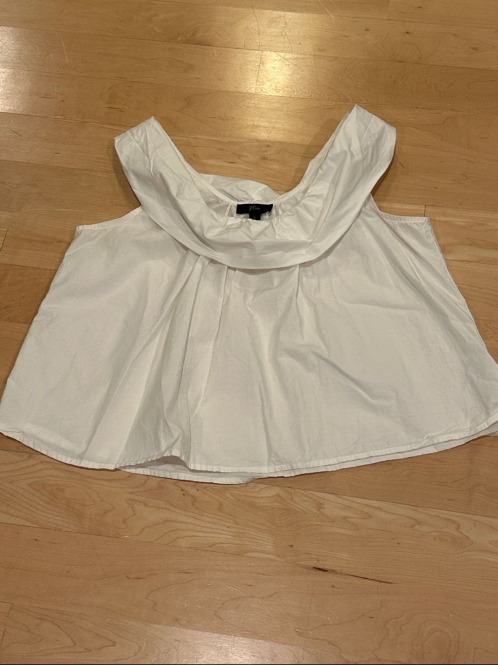 J. Crew White Sleeveless Cowl Neck Crop Top